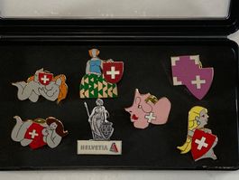 Ensemble unique de 7 Pins Helvetia Suisse, édition limitée