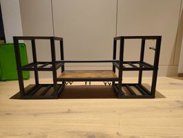 Wandregal Metall Holz Optik mit Glashalter gebraucht