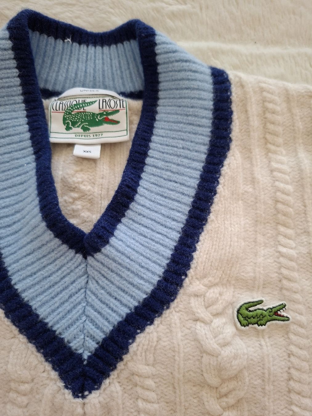 Lacoste Maglioni & Felpe: Pull LACOSTE Tricot V-neck beige  Laine Wool – Usato da Renens VD venduto da ser_j2fn 1