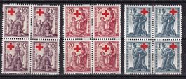 Liechtenstein Viererblockserie W15 - W17 ** Rotes Kreuz 1945