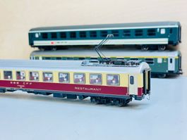 LS Models SBB Restaurantwagen + 2x Liliput SBB Personenwagen