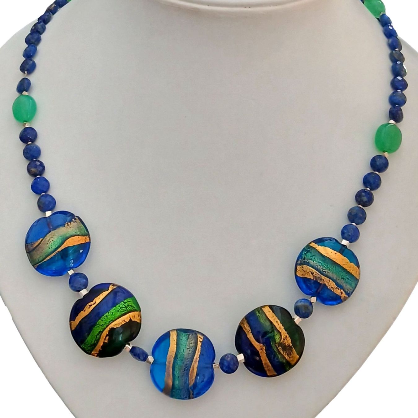 Colliers: Statement Lapislazuli Murano  Halskette blau Unikat bicolor – Neuf avec emballage d'origine à Lütisburg par Emarra