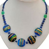 Statement Lapislazuli Murano  Halskette blau Unikat bicolor