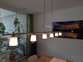 Hängeleuchte 6 flammig Metall Glas Landhausstil gut erhalten