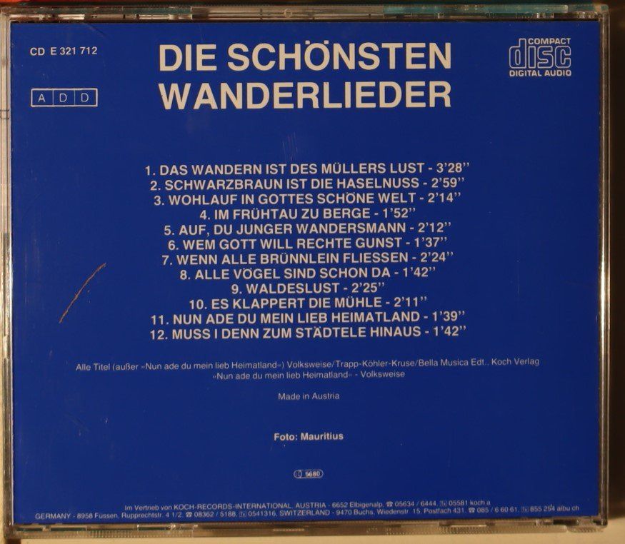 CD: Die Schönsten Wanderlieder – Usato da Luzern venduto da CONTENTI 2