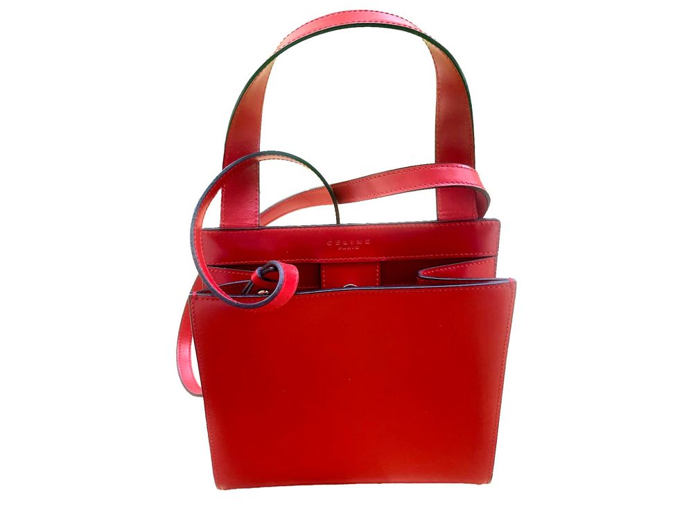 Grand Sac Céline Vintage Cuir Et Laine Bouillie - Fourre-tout Vert Foncé, Bon état
