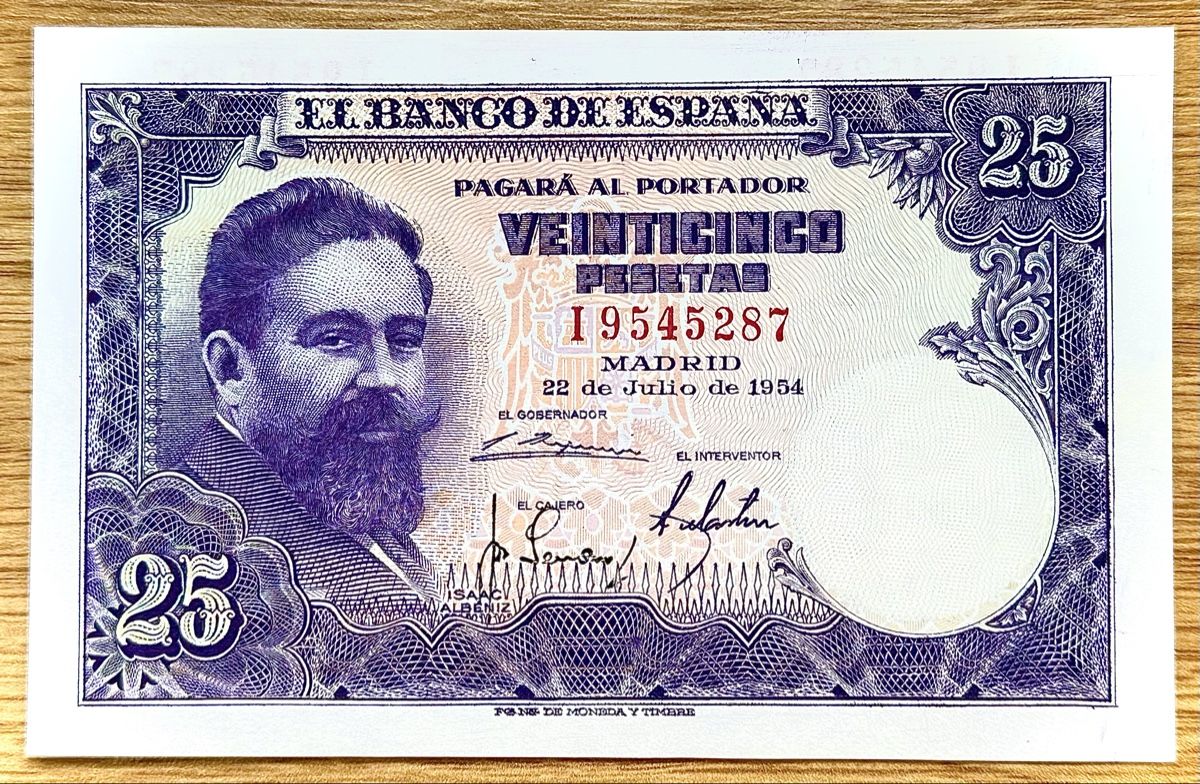 Banconote: 25 Pesetas Spanien 1954!!! UNC!!! – Nuovo (secondo la descrizione) da Oberentfelden venduto da NunoLouro