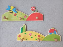 KINDERZIMMER 2-tlg. Holz Garderobe "Landschaft" *NEU