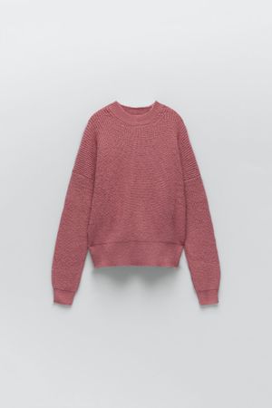 ZARA Oversize Strickpullover Altrosa / Dusty Pink