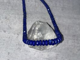 Edle Lapislazuli Buttons Kette mit Silberverschluss