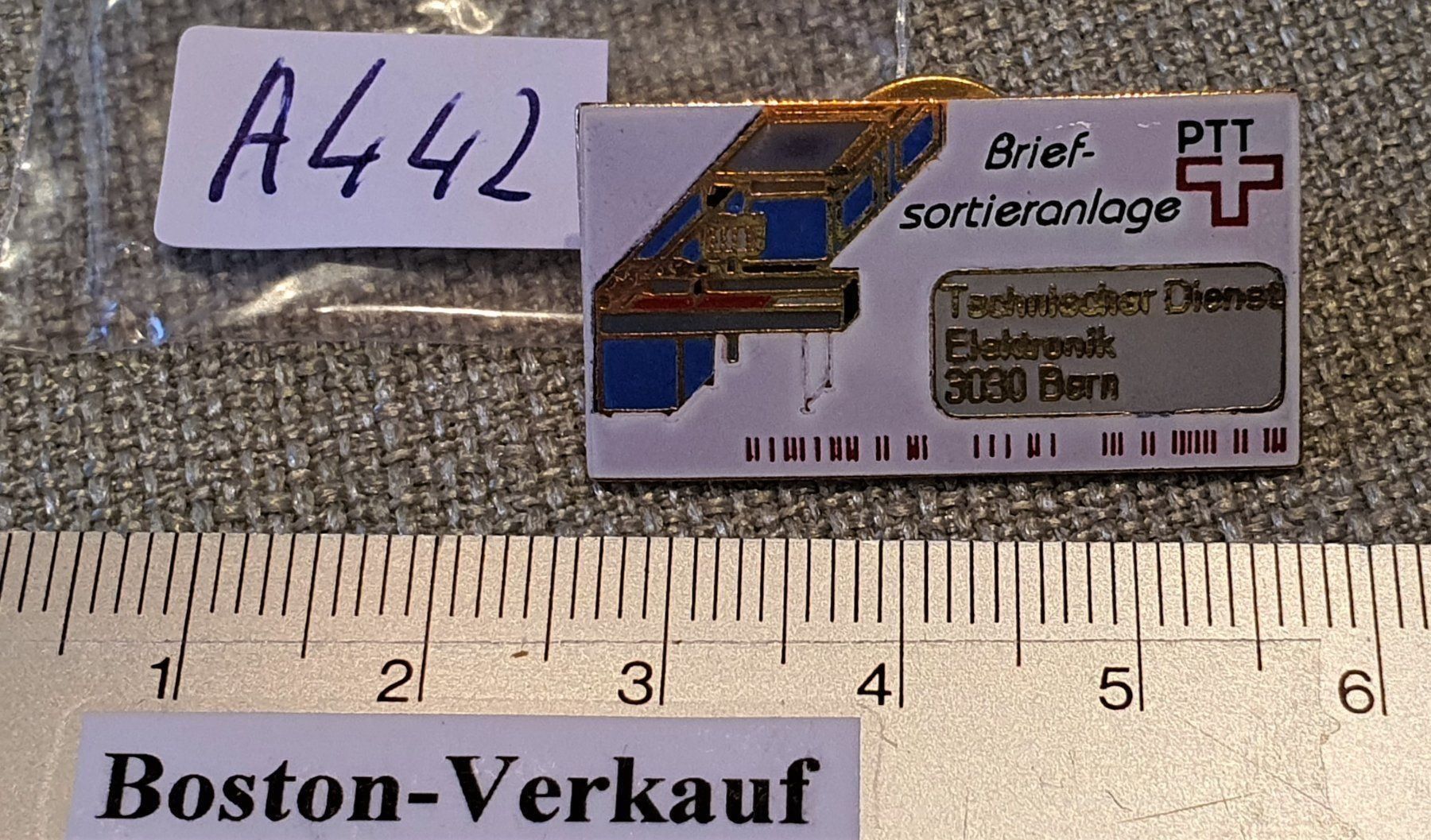 Placchette & Badge: A442 - Pin PTT Briefsortieranlage Bern – Usato da Reinach BL venduto da Boston-Verkauf 2