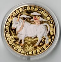 Stier_Sternzeichen _Farbig_Medaile in Schutzkapsel