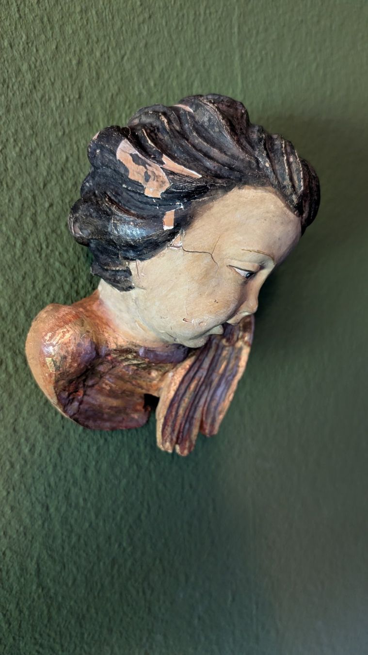 Statuette: Antike Engelsfigur, Engelkopf, Barock Stil, geschnitzt – Usato da Mönchaltorf venduto da Blechfreund 2