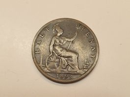 🇬🇧 UK Half Penny 1893. Queen Victoria