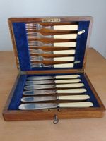 Vintage Englisches Fischbesteck 12-teilig in Holzschatulle!