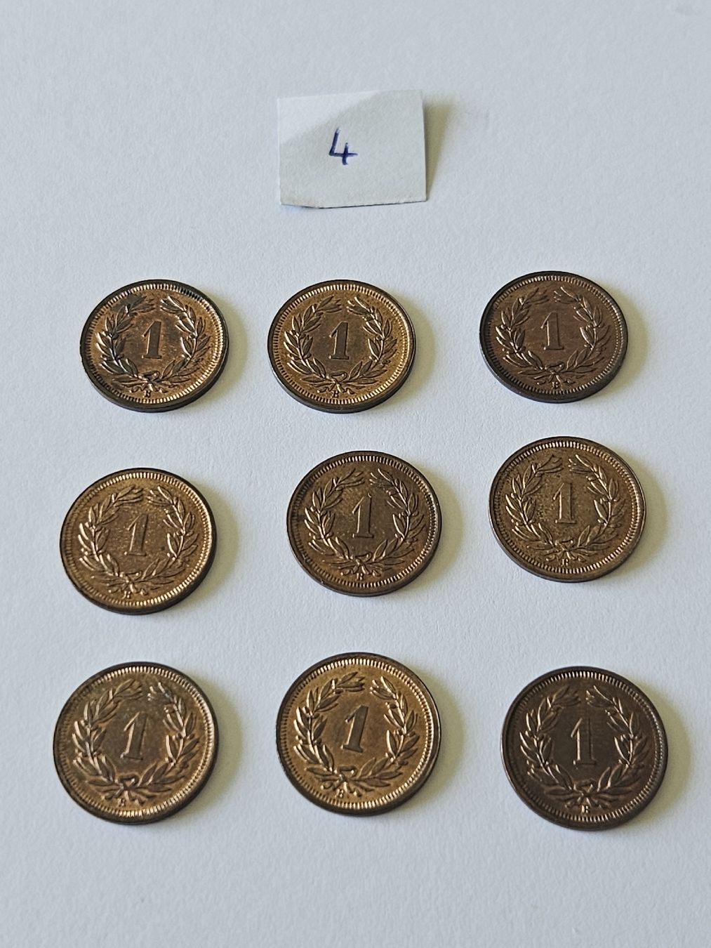 Tutti le monete: 1 Rappen 1937, 9 stk. – Usato da Pfäffikon ZH venduto da Melibol 3