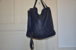 Tasche Damen Leder dunkelblau neu aus Italien