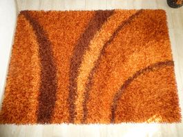 Teppich Shaggy Orange Braun gestreift 140x200cm