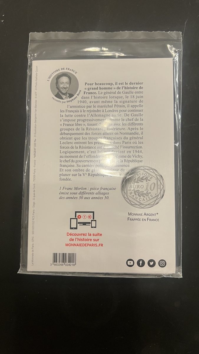 Medaglie: Silbermünze Charles de Gaulle – Nuovo e nell'imballaggio originale da La Punt Chamues-ch venduto da mhaefu 1