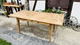 Massiver antiker Holztisch mit Schublade 170x80 cm gebraucht