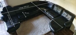 Ledersofa in Schwarz