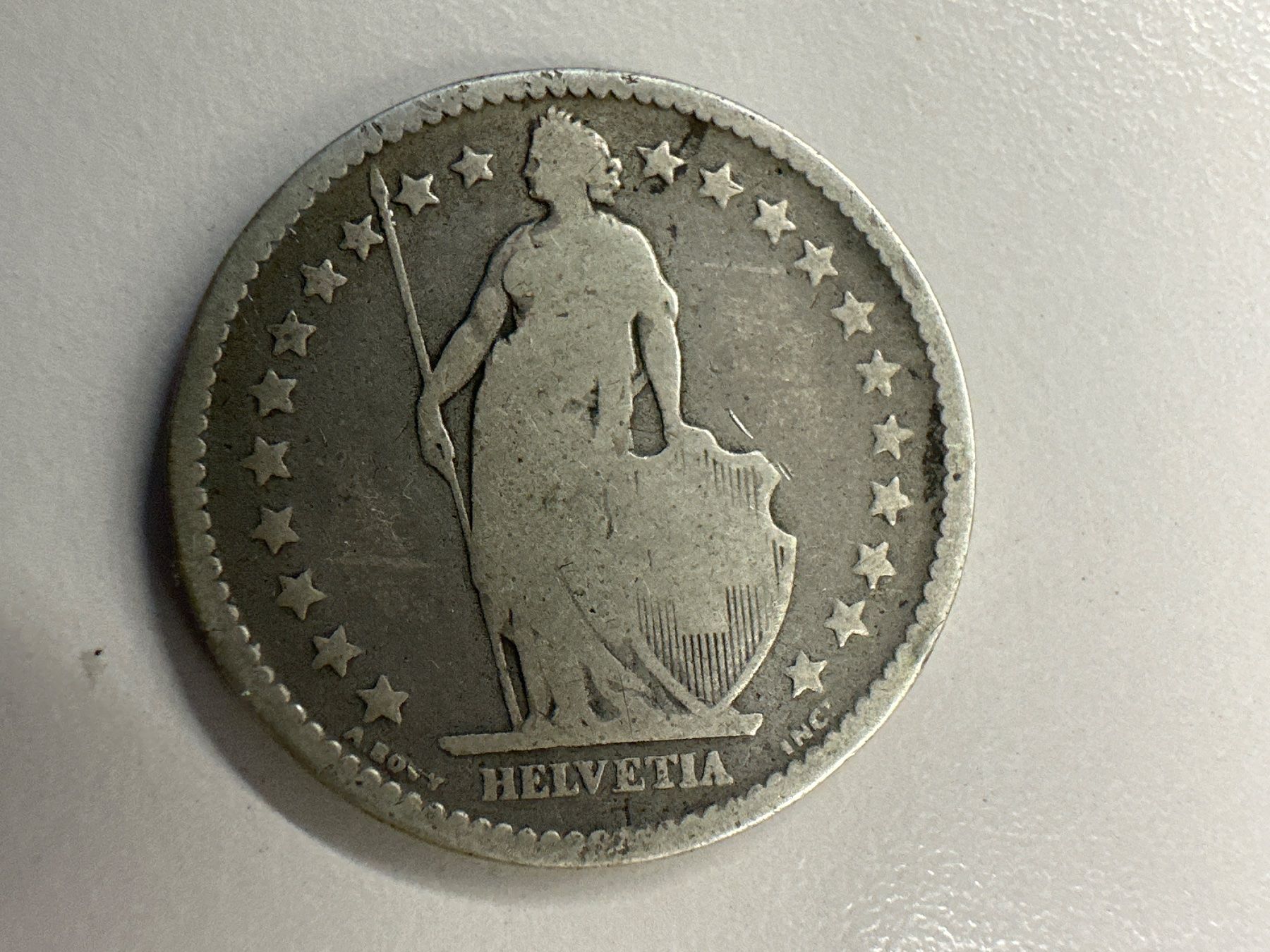 Alle Münzen: 2 Fr. Silber Schweiz 1875 s – Gebraucht aus Herisau von herau 1