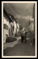 Pontresina, Strasse Dorfgasse mit Anwohn