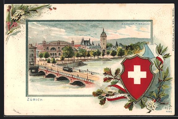 Ansichtskarten: Passepartout-Lithographie Zürich, Schwe – Gebraucht aus Berlin von bartko-reher