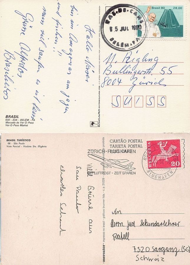 Cartoline postali: 10 Ansichtskarten Brasilien, alle gelaufen – Usato da Frauenfeld venduto da POML 3