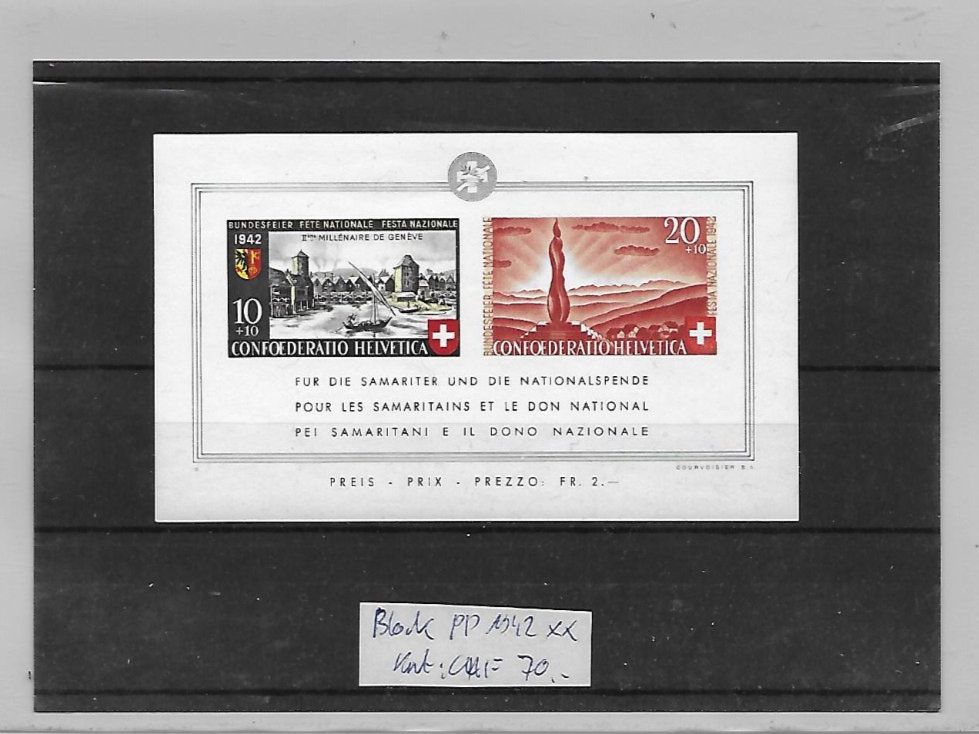 Tutti i francobolli: PP Block 1942 ** Kat: CHF 70.- – Nuovo (secondo la descrizione) da Basel venduto da Ilp