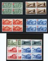 Pro Patria 1945 und 48: komplette Viererblock-Serien, postf.