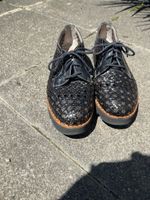 ER-ASPER Derby Schuhe handgeflochtenes Leder schwarz