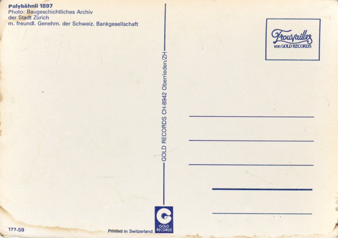 Cartoline postali: Zürich   ZH  -   Polybähnli      um 1897 – Usato da Brig venduto da Valcards54 1