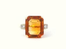Sale! Antik 14k 585 Gold Madeira Citrin und Brilliant Ring