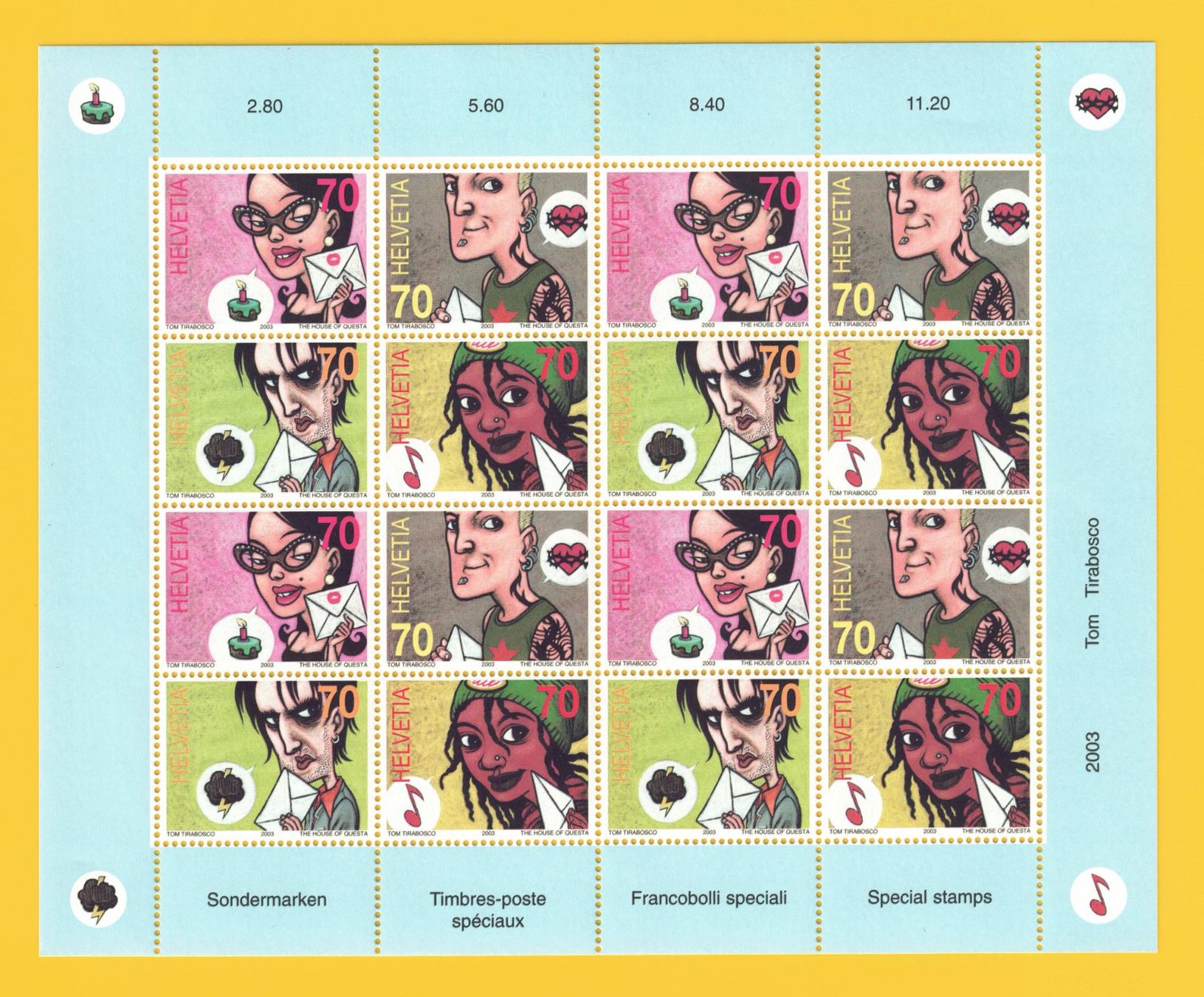 Tous les timbres: 2003, SBK 1088 - 1091, postfrisch ** – Neuf (Voir description) à Lupfig par lubor