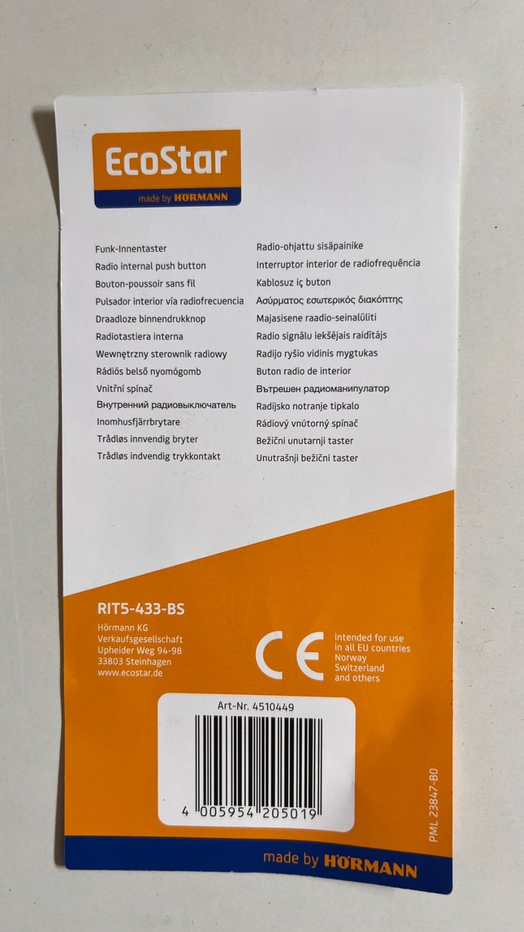 Hörmann Telecomandi: Neuer EcoStar Handsender RIT 5 - Garagentoröffner,TOP! – Nuovo (secondo la descrizione) da Zeiningen venduto da osm61 2