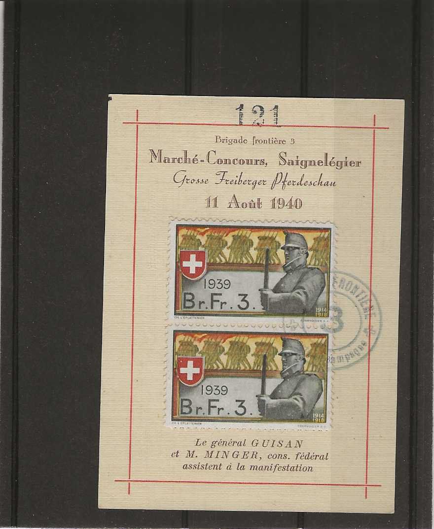 Tous les timbres: timbre militaire marché concours Saignelégier 1940 – D'occasion à Sorvilier par carose01