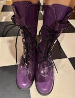 Lila Lack Stiefel Stiefeletten Herbst/Winter Gr 36