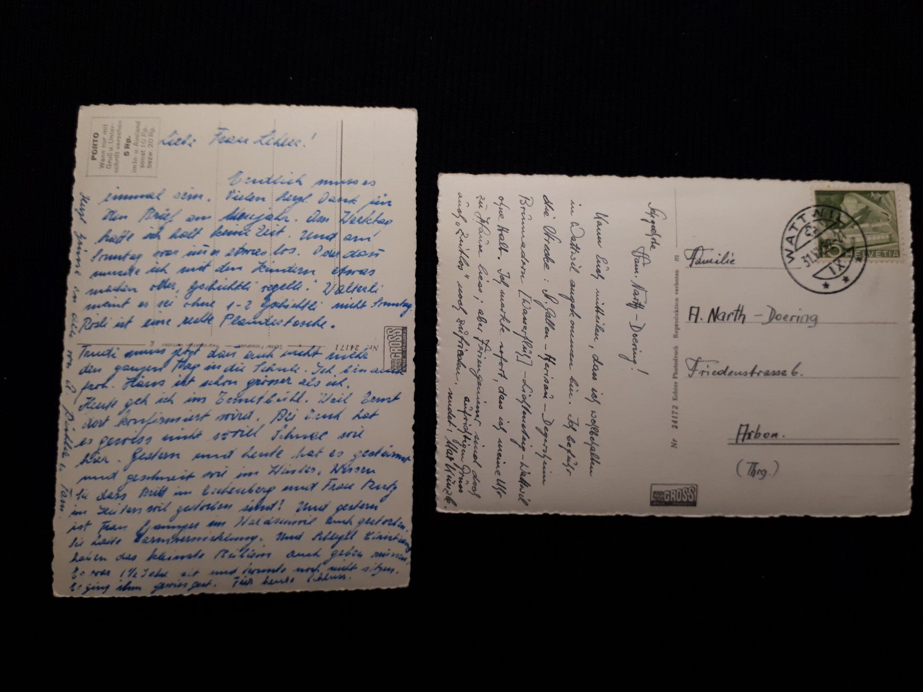 Cartoline postali: . 2 AK WATTWIL - KLEINEN DEFEKTEN – Usato da Ponto Valentino venduto da giorgia06 1
