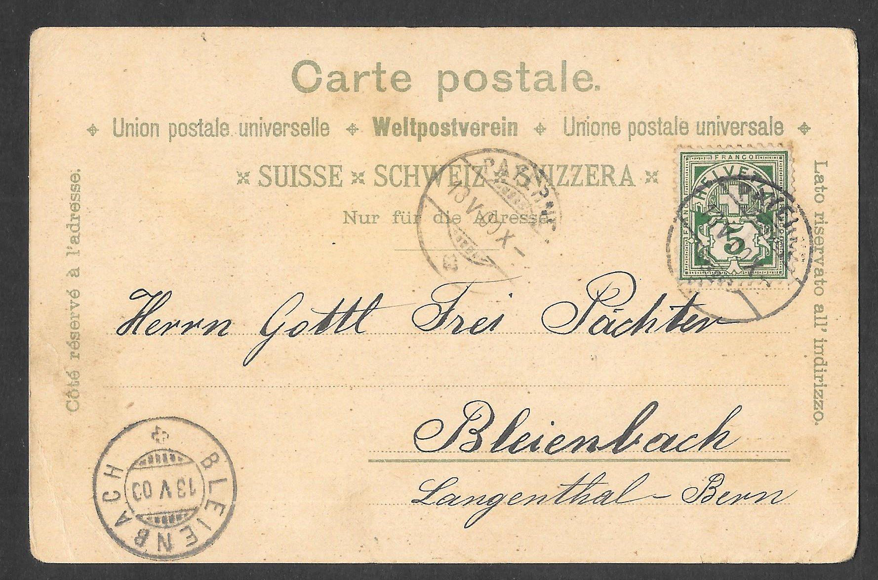Cartoline postali: Payerne farbige Lithografie 4 Bilder – Usato da Olten venduto da clotaldi 1