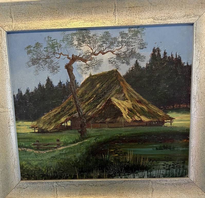 Gemälde: Original Oelbild "Bauernhaus mit Teich" – Gebraucht aus Reiden von Halti 1