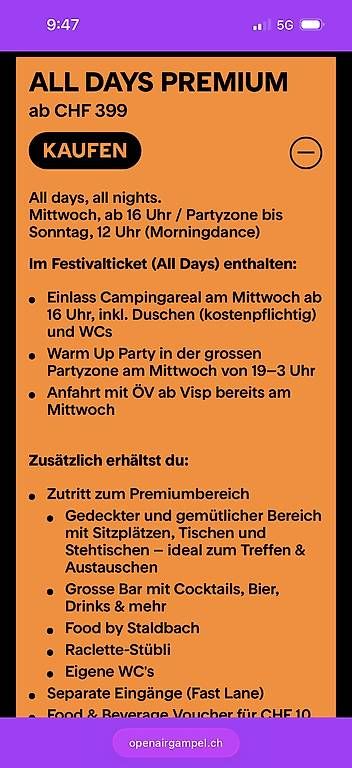Tickets: 2x Festivalpass Openair Gampel All Days Premium – Gebraucht aus Domat/Ems von ste_dd69 1