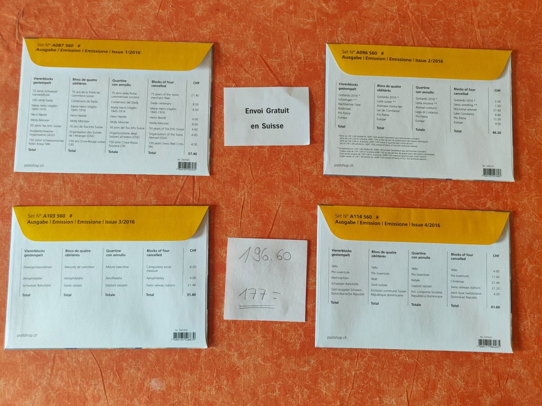 Tutti i francobolli: Timbres 2016 blocs de 4 oblitérés – Nuovo e nell'imballaggio originale da Gryon venduto da Jessicaj87