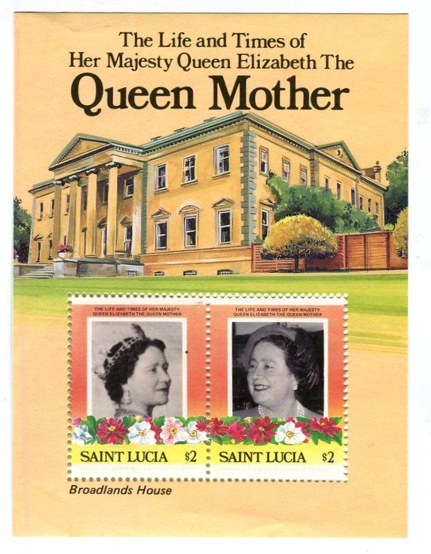Tutti i francobolli: Block "Queen Mum". St. Lucia. – Nuovo e nell'imballaggio originale da Basel venduto da Butsch5