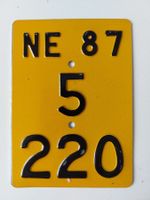 Velonummer NE 87 Mofanummer gelb Plaque Mofa