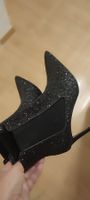 Schwarze Glitzer Stiefeletten Gr. 39