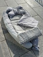 Babynest Kuschelnest Grau Weiss Sterne, Top Zustand!