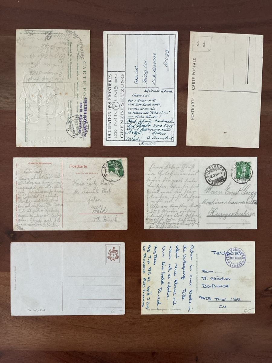 Cartoline postali: 12 Ansichtskarten Schweiz diverse vom Militär CH – Usato da Oftringen venduto da Cla.vD.74 1