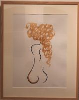 Original Kunstwerk Aktzeichnung Acryl gold/schwarz