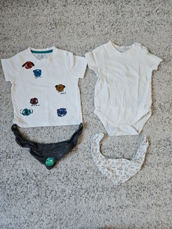 Babykleider Set Gr. 74/80, Shirt, Body, 2x Halstuch
